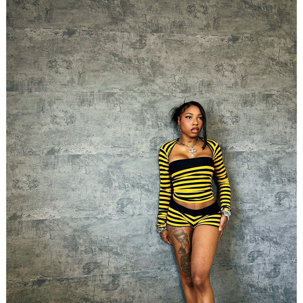 “Harley” Striped Short Set