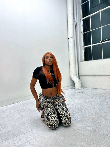 “Archive” Zebra Print Denim Pants