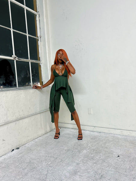 “Lure” Jersey Capri Set (Olive)