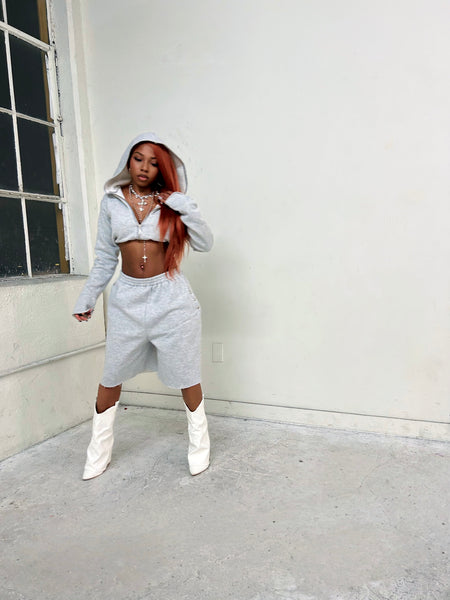“Muse” Baggy Jogger Shorts (Heather Grey)