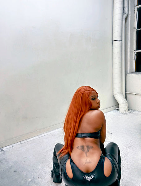 "Neo" Faux Leather Pants & Halter Set (black)