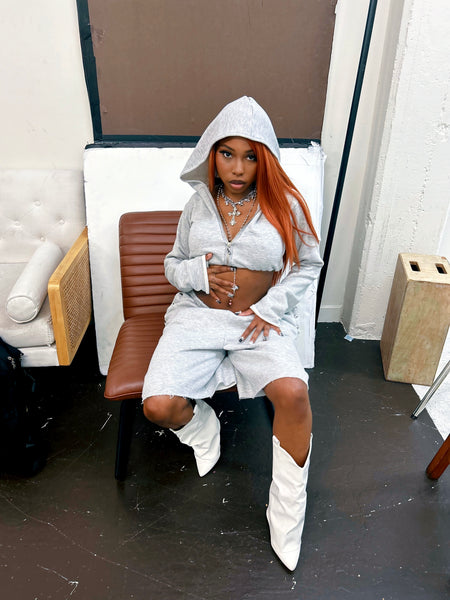 “Muse” Baggy Jogger Shorts (Heather Grey)