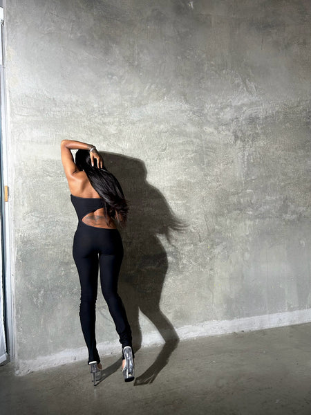 "Signature" Cut Out Jumpsuit (Black)