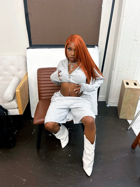 “Muse” Baggy Jogger Shorts (Heather Grey)