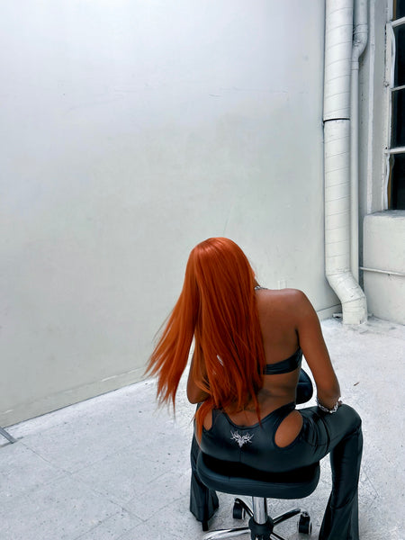 "Neo" Faux Leather Pants & Halter Set (black)