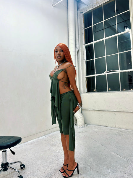 “Lure” Jersey Capri Set (Olive)