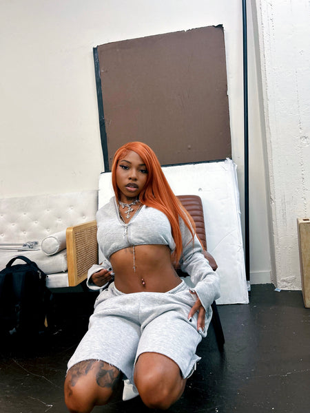 “Muse” Baggy Jogger Shorts (Heather Grey)