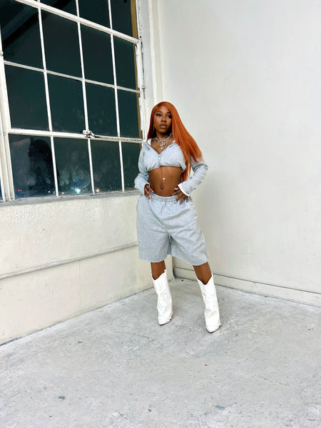 “Muse” Baggy Jogger Shorts (Heather Grey)