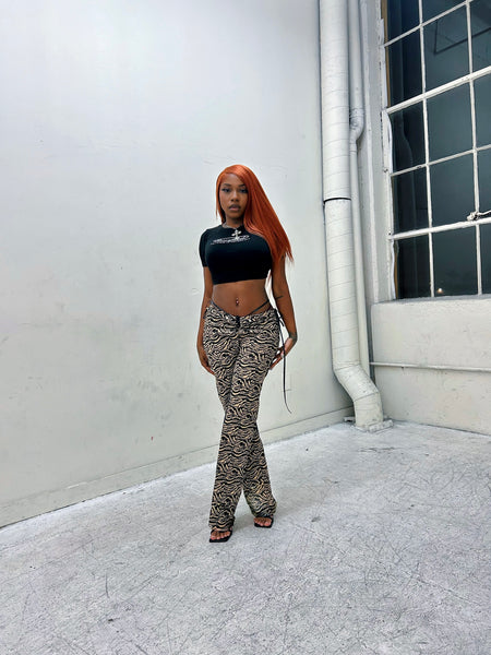 “Archive” Zebra Print Denim Pants