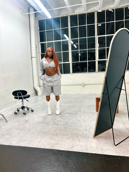 “Muse” Baggy Jogger Shorts (Heather Grey)